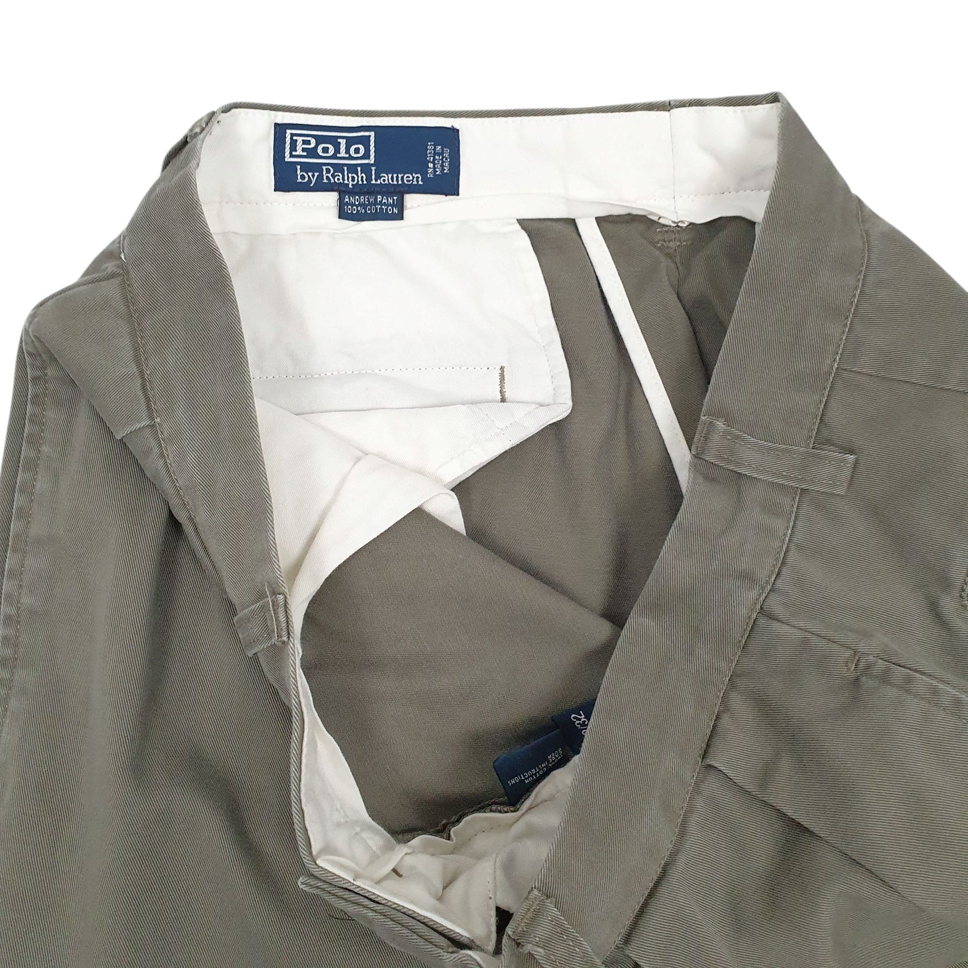 Mens Grey Polo Ralph Lauren Andrew Pant Pleated 90s  Trousers