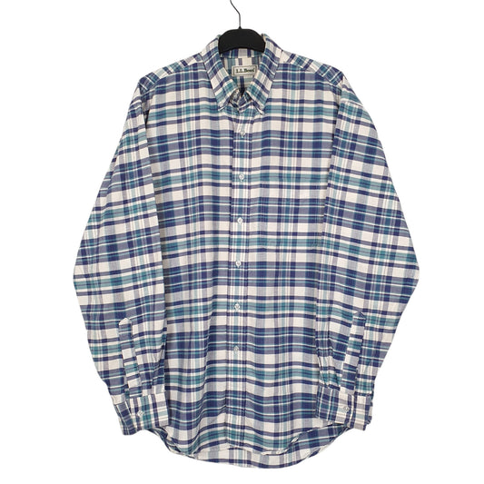 Mens Blue L.L.Bean Vintage 90s Made In USA Long Sleeve Shirt
