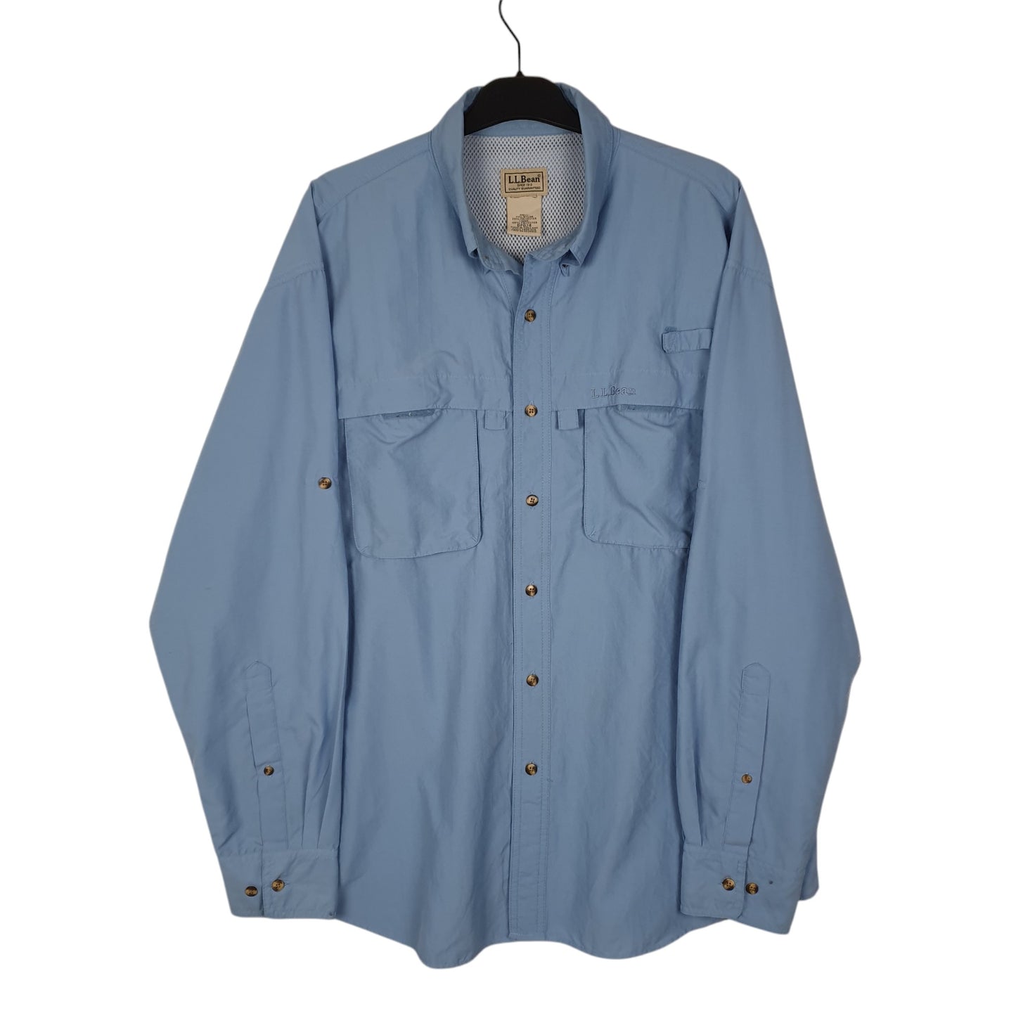 Mens Blue L.L.Bean Outdoors Hiking Long Sleeve Shirt