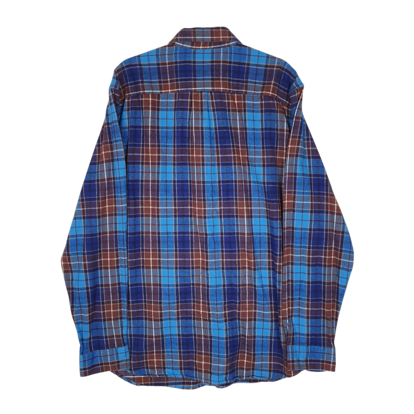 Mens Blue L.L.Bean Scotch Plaid Flannel  Shirt
