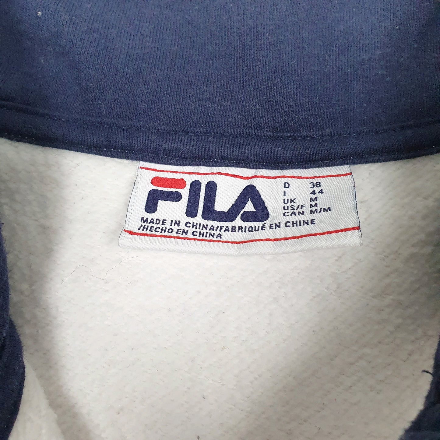 Womens White Fila Spellout Quarter Zip Jumper