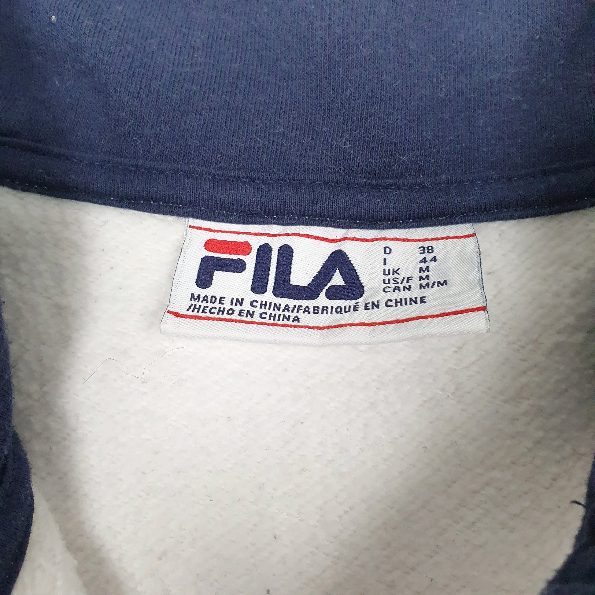 Womens White Fila Spellout Quarter Zip Jumper