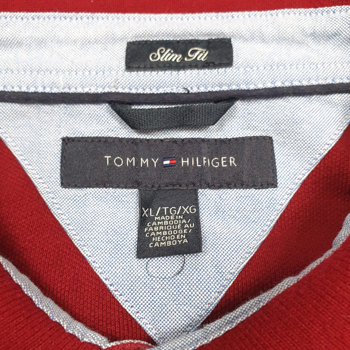 Mens Burgundy Tommy Hilfiger  Crewneck Polo Shirt