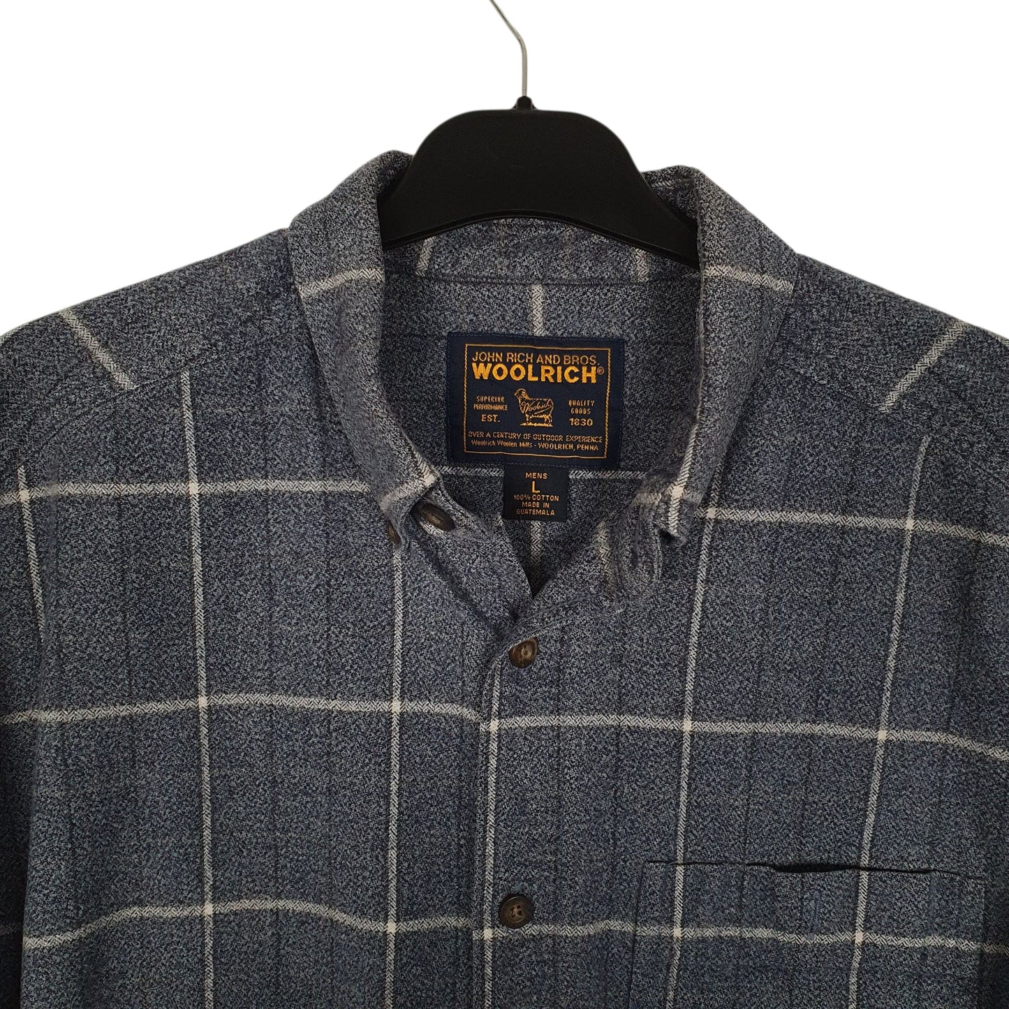 Mens Blue Woolrich Thick Flannel Chamois  Shirt