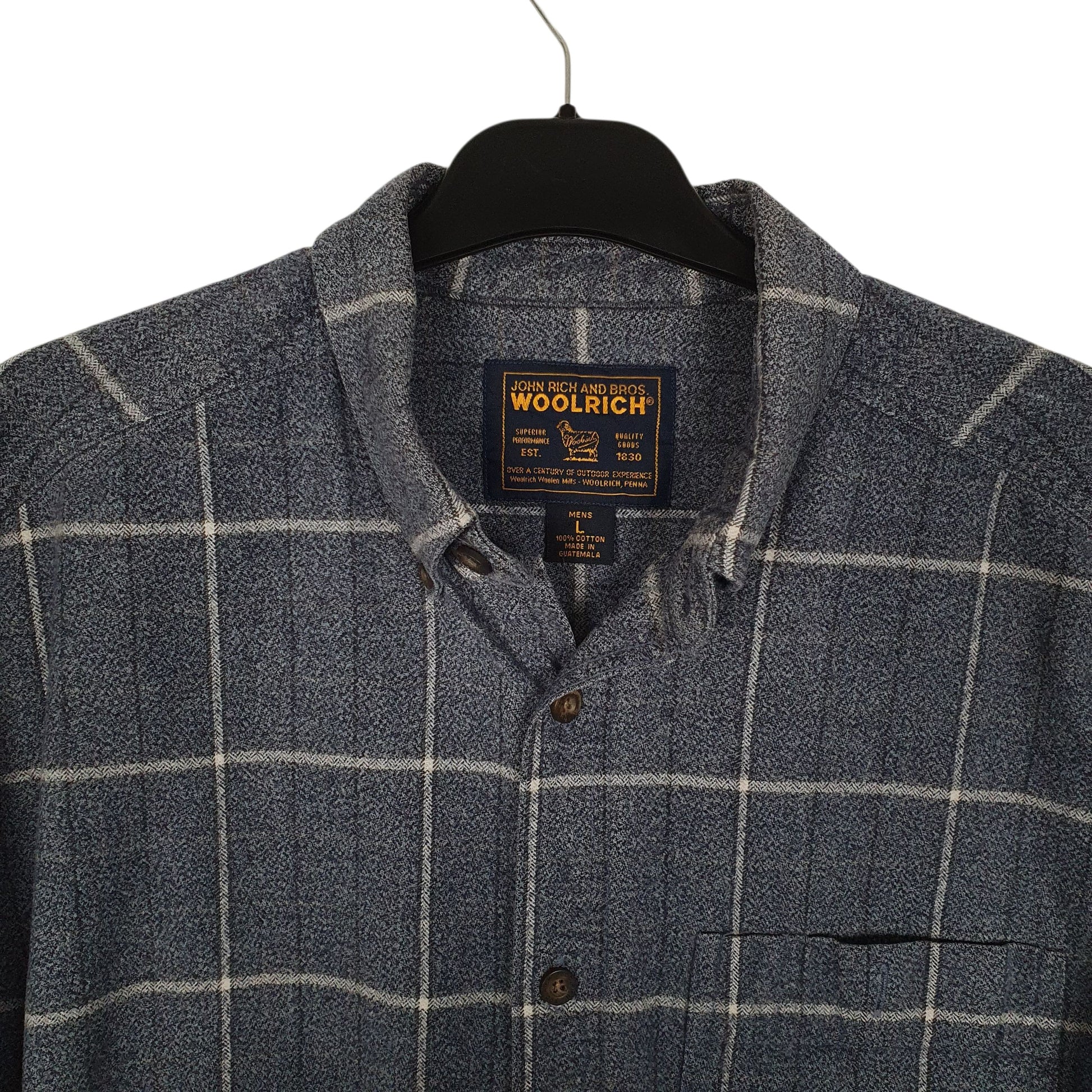 Mens Blue Woolrich Thick Flannel Chamois  Shirt