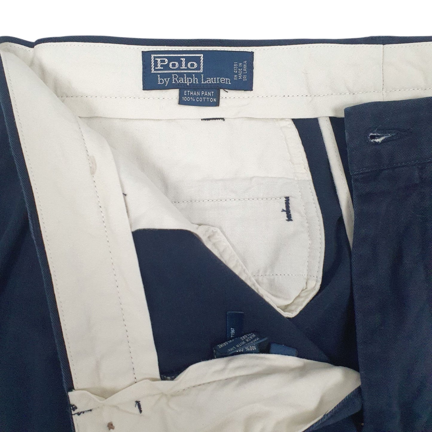 Mens Navy Polo Ralph Lauren Ethan Pant Double Pleated  Trousers