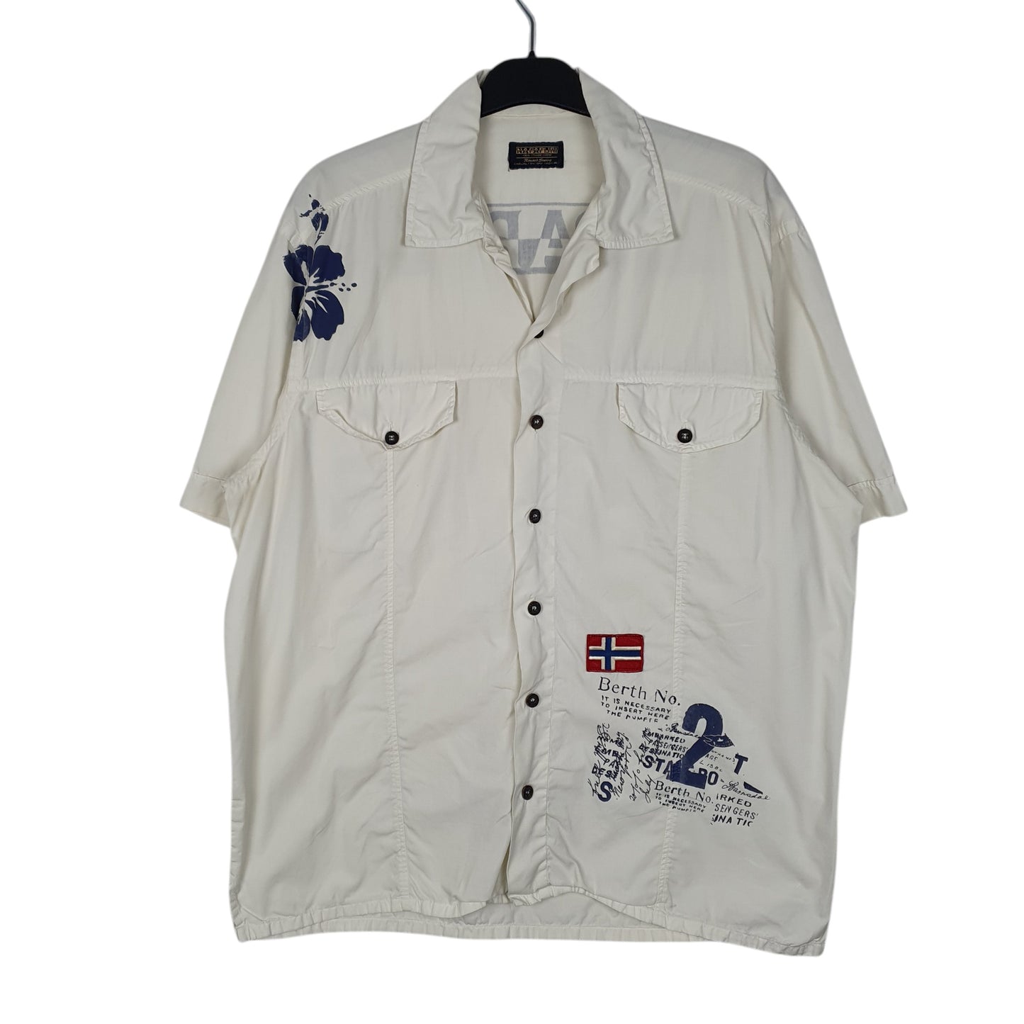 Mens White Napapijri  Short Sleeve Shirt