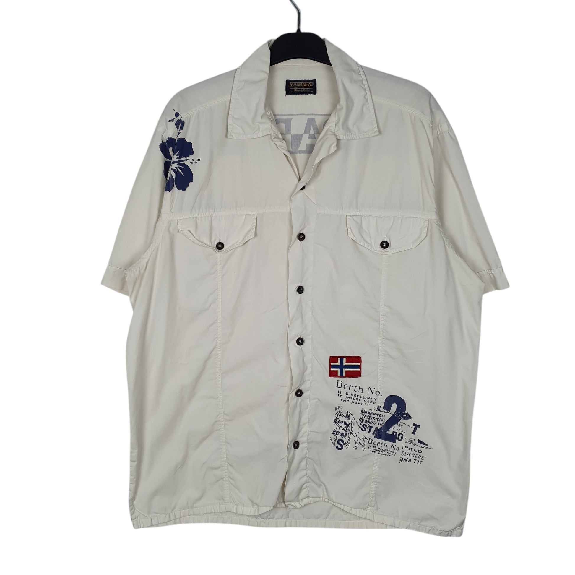 Mens White Napapijri  Short Sleeve Shirt