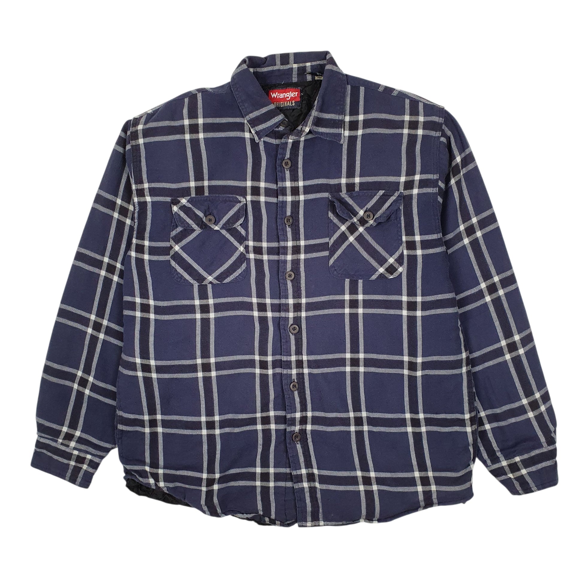 Mens Navy Wrangler Plaid Workwear Full Zip Coat