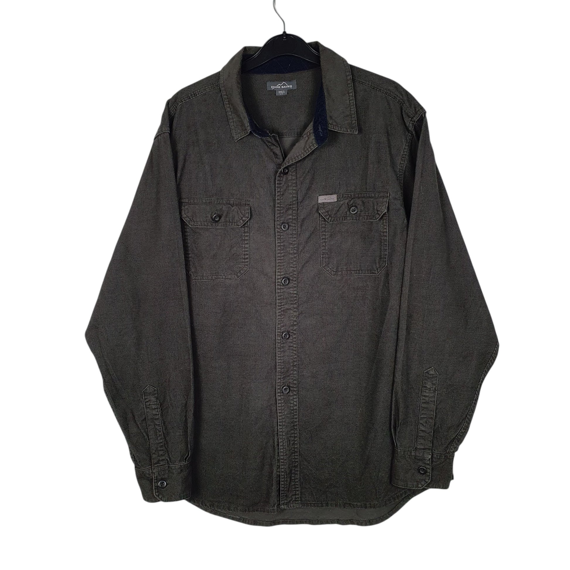 Mens Green Eddie Bauer Corduroy Long Sleeve Shirt