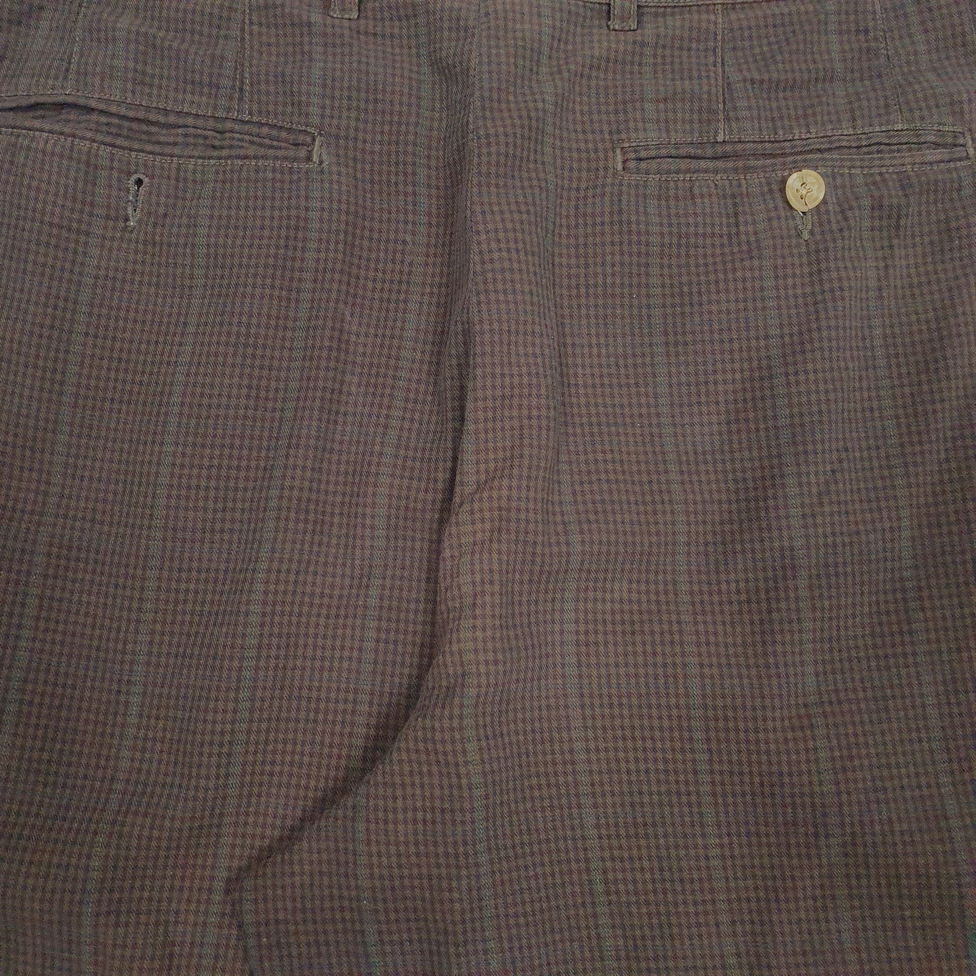 Mens Brown Tommy Hilfiger Vintage 90s Pleated Houndstooth  Trousers