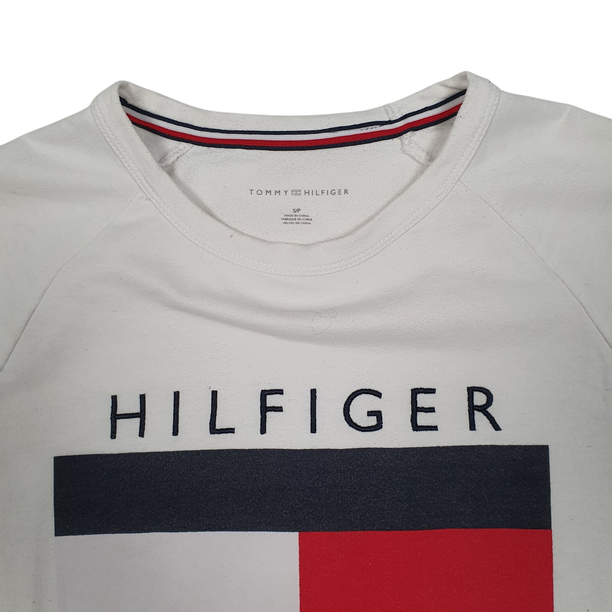 Mens White Tommy Hilfiger Lightweight Crewneck Jumper