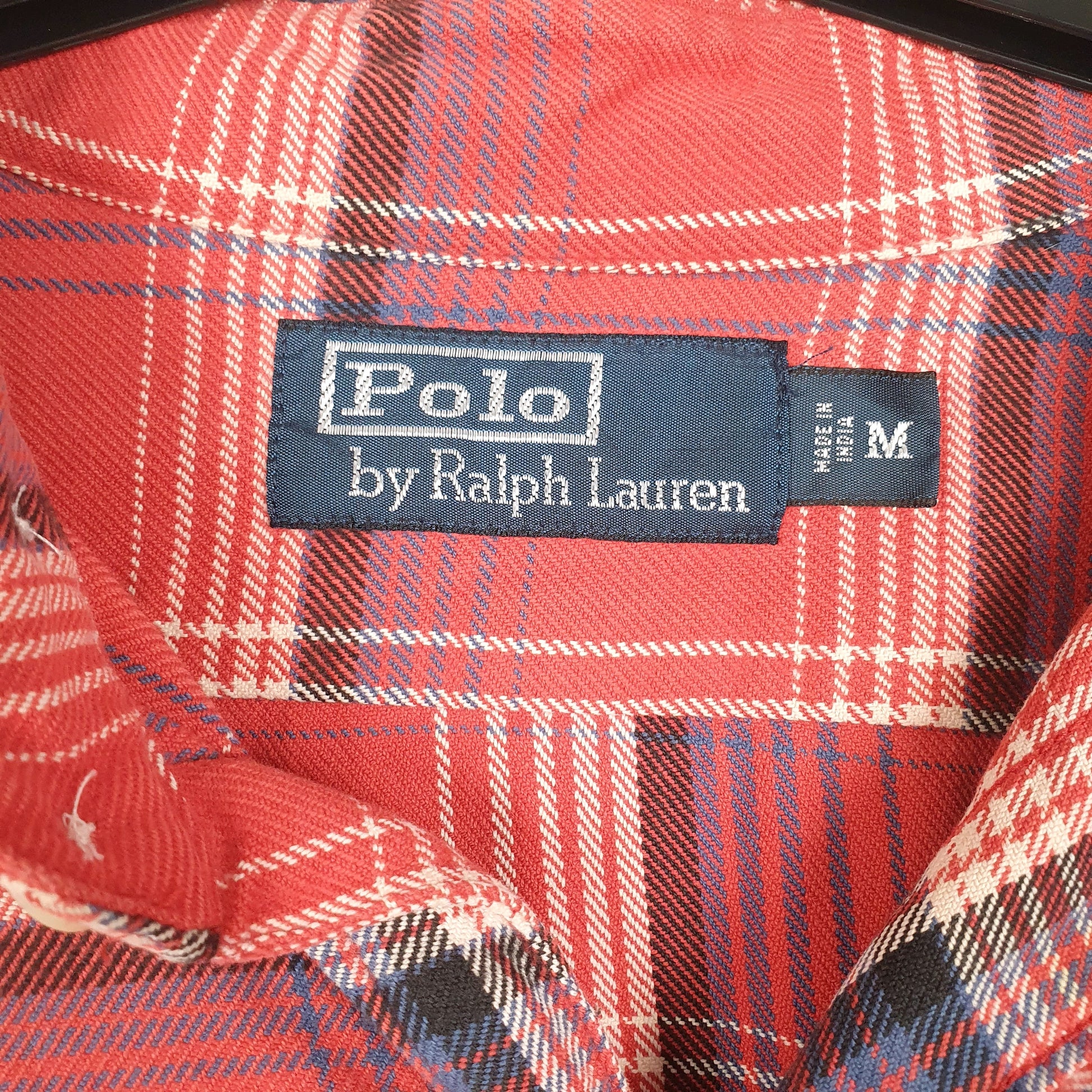 Mens Red Polo Ralph Lauren Flannel Plaid  Shirt