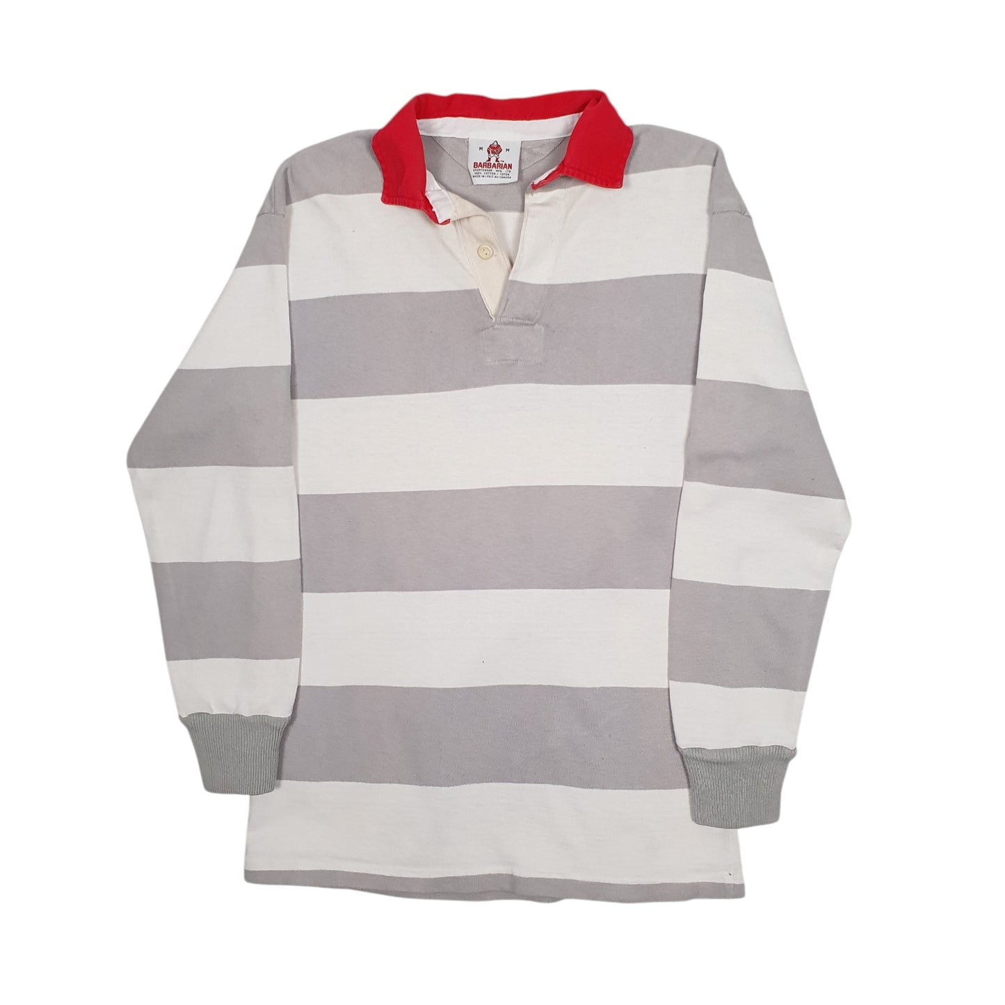 Mens Grey Barbarian Rugby Long Sleeve Polo Shirt