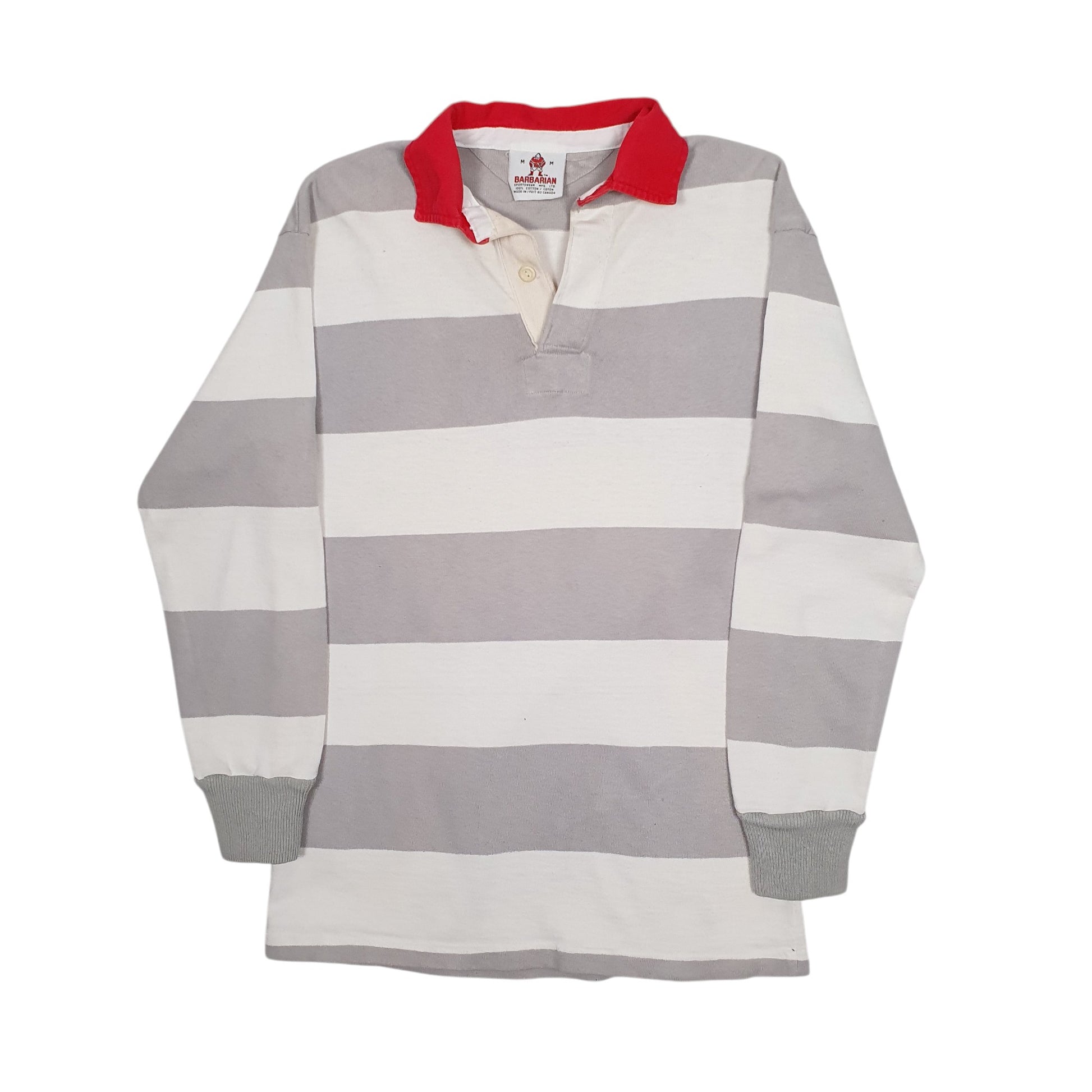 Mens Grey Barbarian Rugby Long Sleeve Polo Shirt