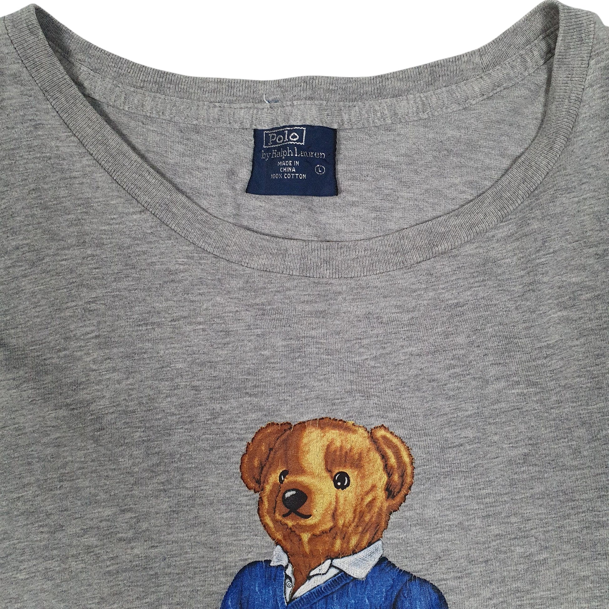Mens Grey Polo Ralph Lauren Polo Bear Golf Vintage 00s  T Shirt