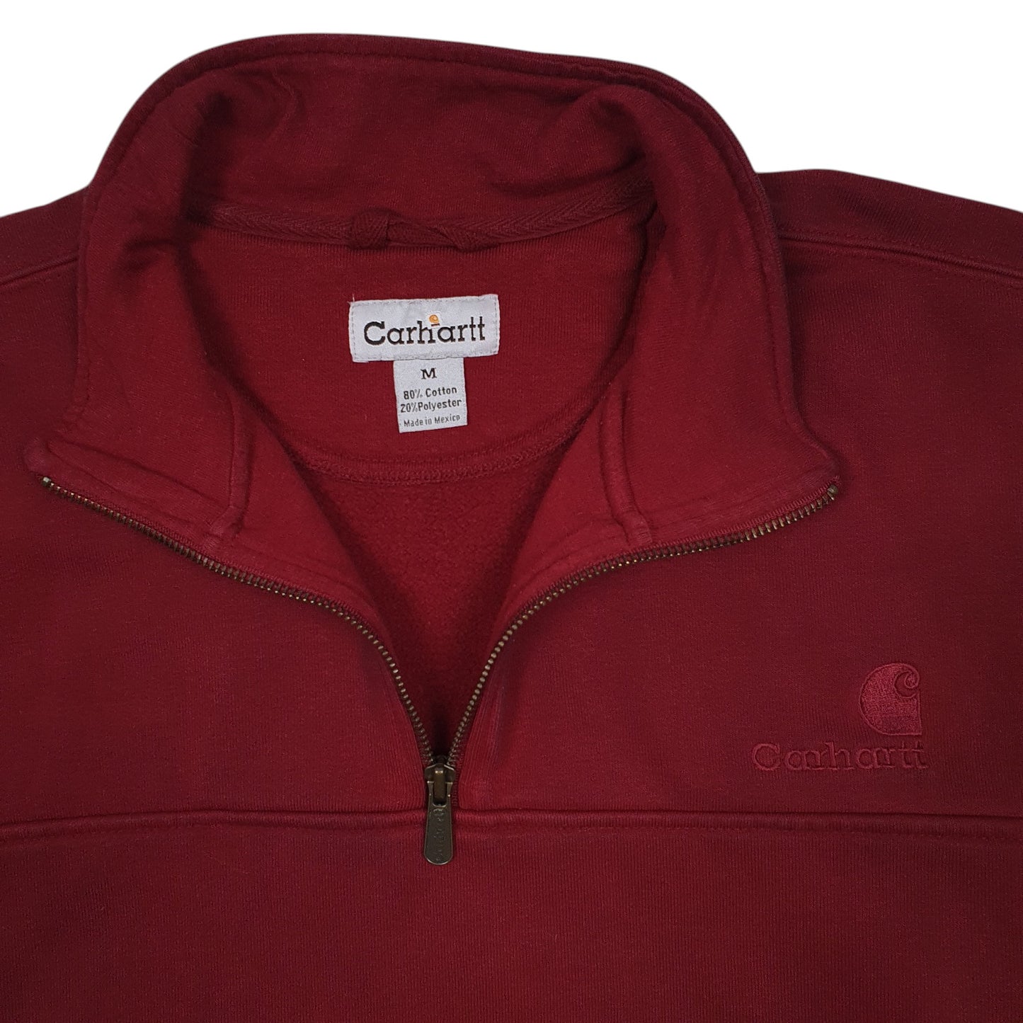 Mens Red Carhartt Vintage 2000s Quarter Zip Jumper