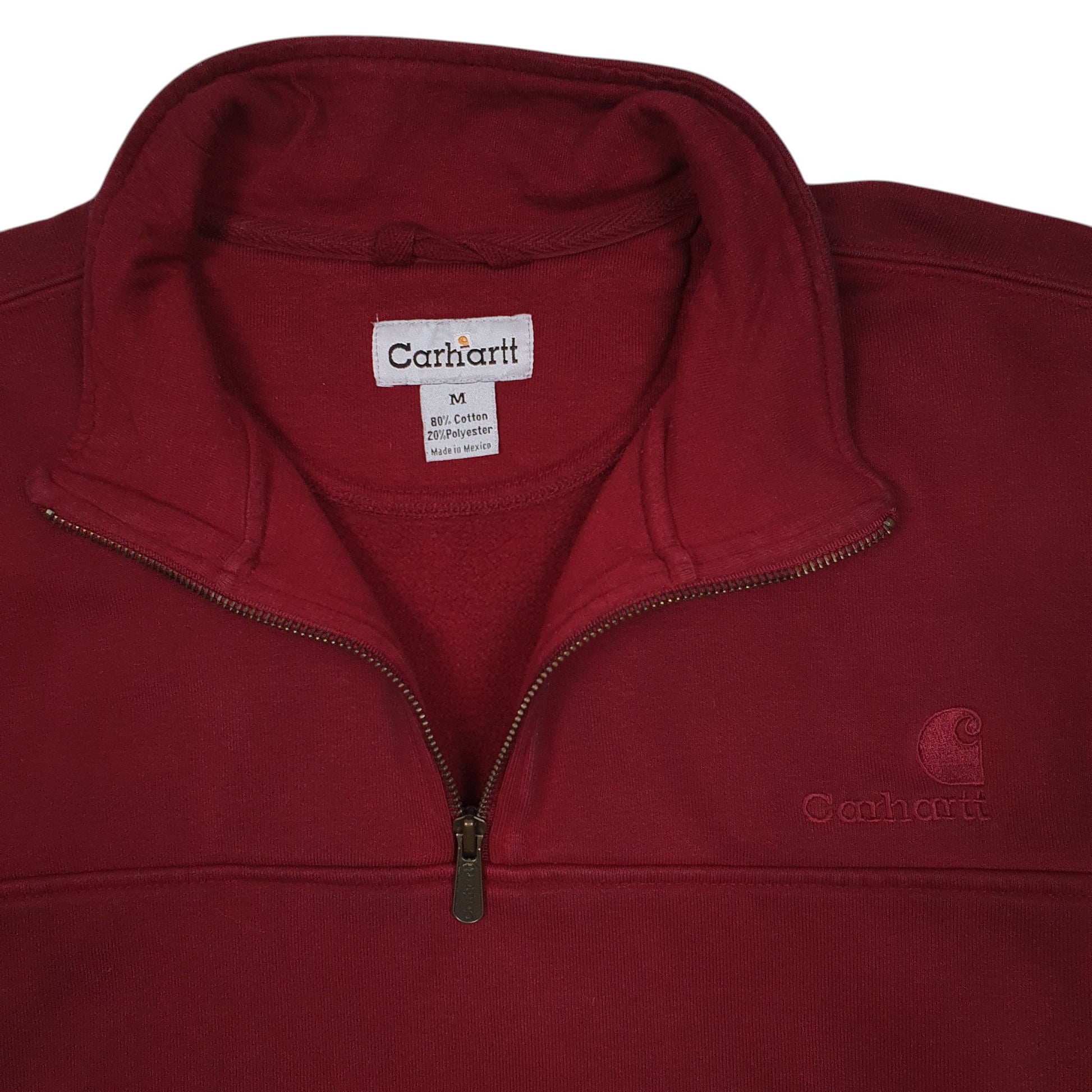 Mens Red Carhartt Vintage 2000s Quarter Zip Jumper