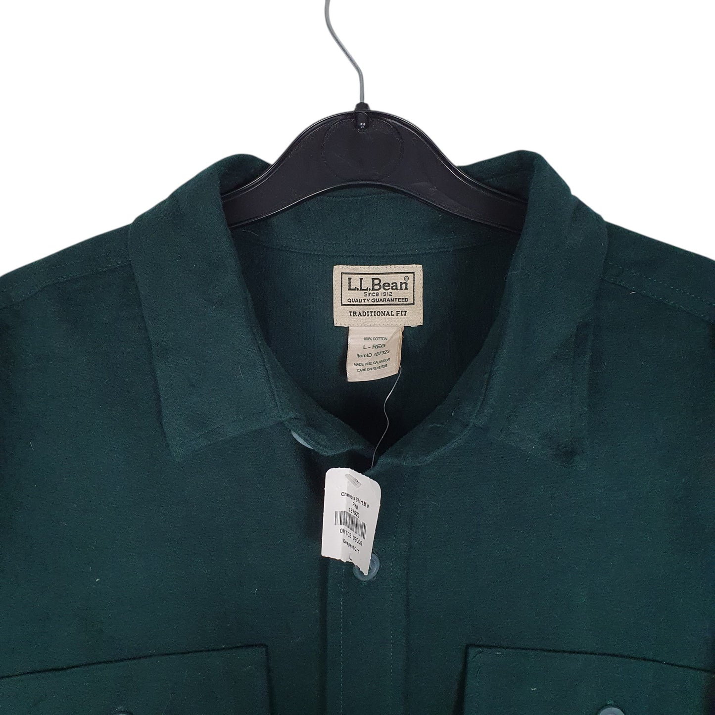 Mens Green L.L.Bean Thick Chamois  Shirt