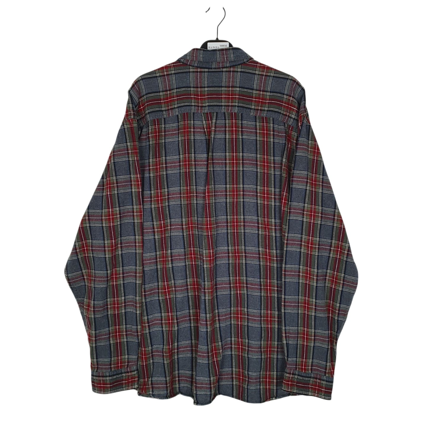 Mens Grey L.L.Bean Thick Scotch Plaid Flannel  Shirt