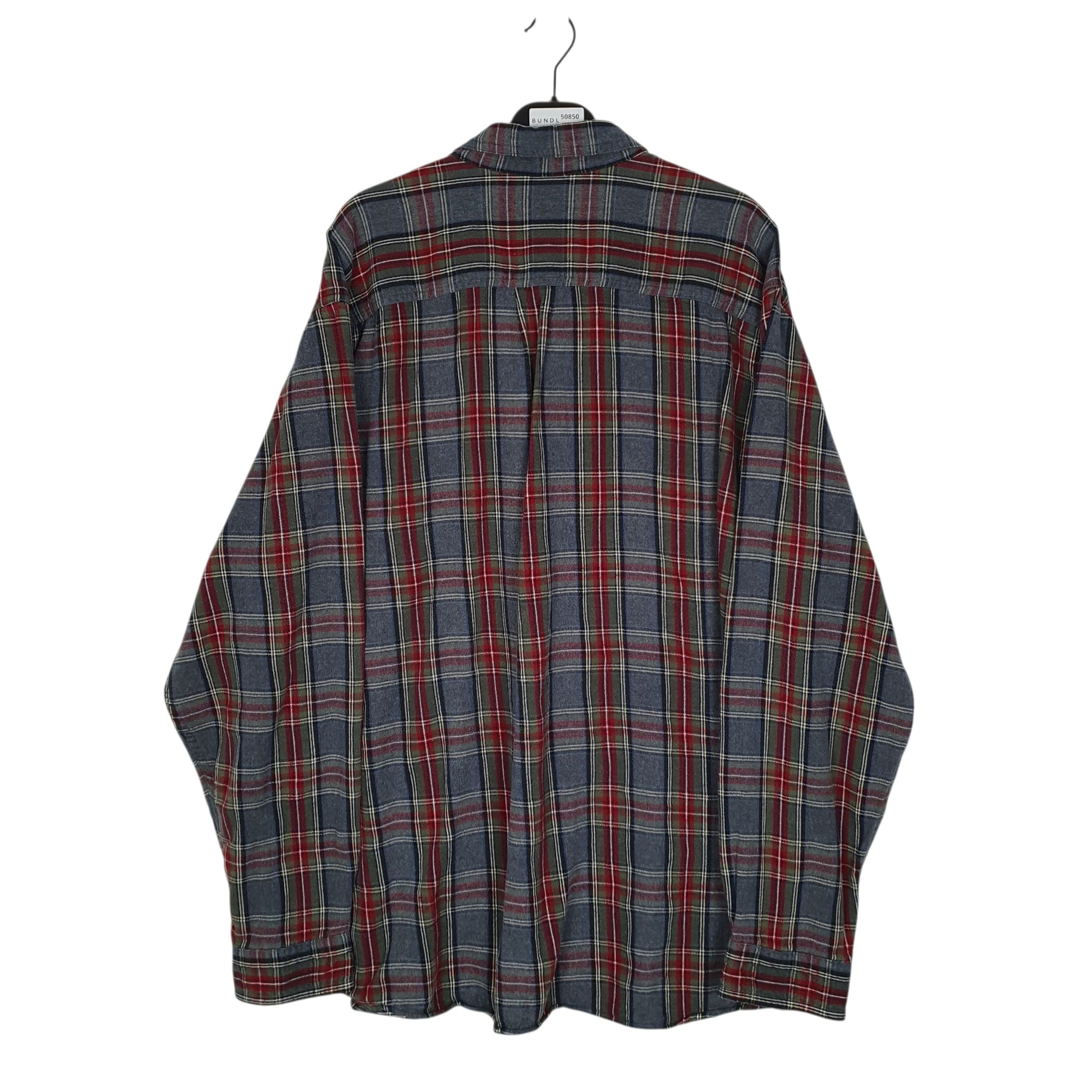 Mens Grey L.L.Bean Thick Scotch Plaid Flannel  Shirt