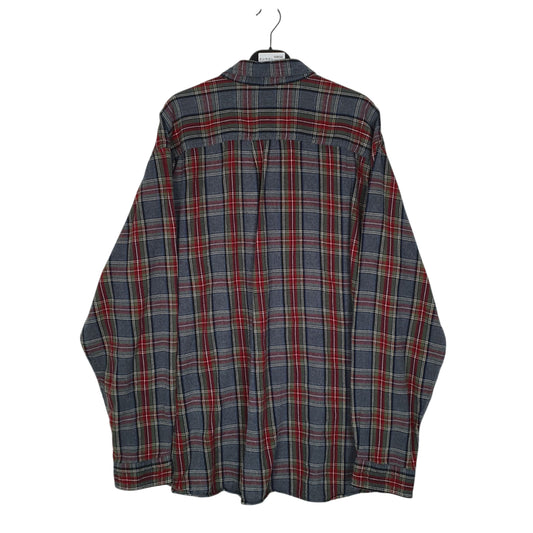 Mens Grey L.L.Bean Thick Scotch Plaid Flannel  Shirt