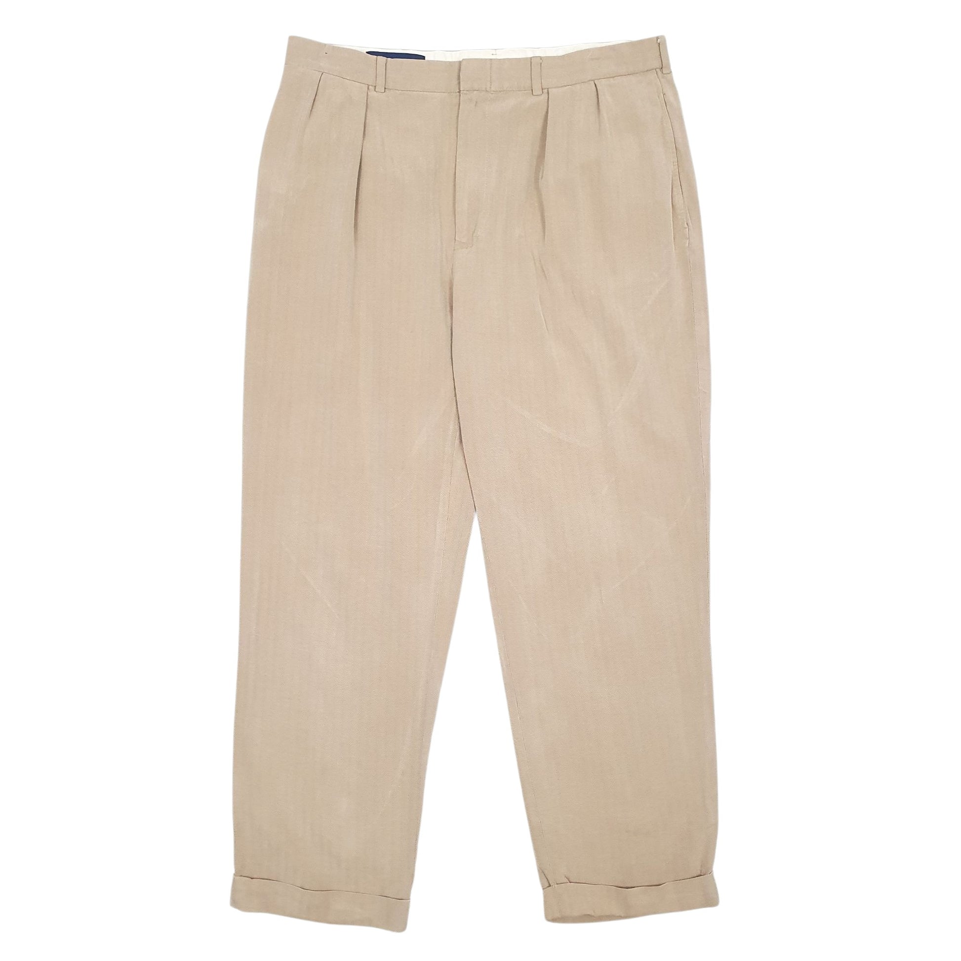 Mens Beige Polo Ralph Lauren Golf Herringbone Pleated Chino Trousers