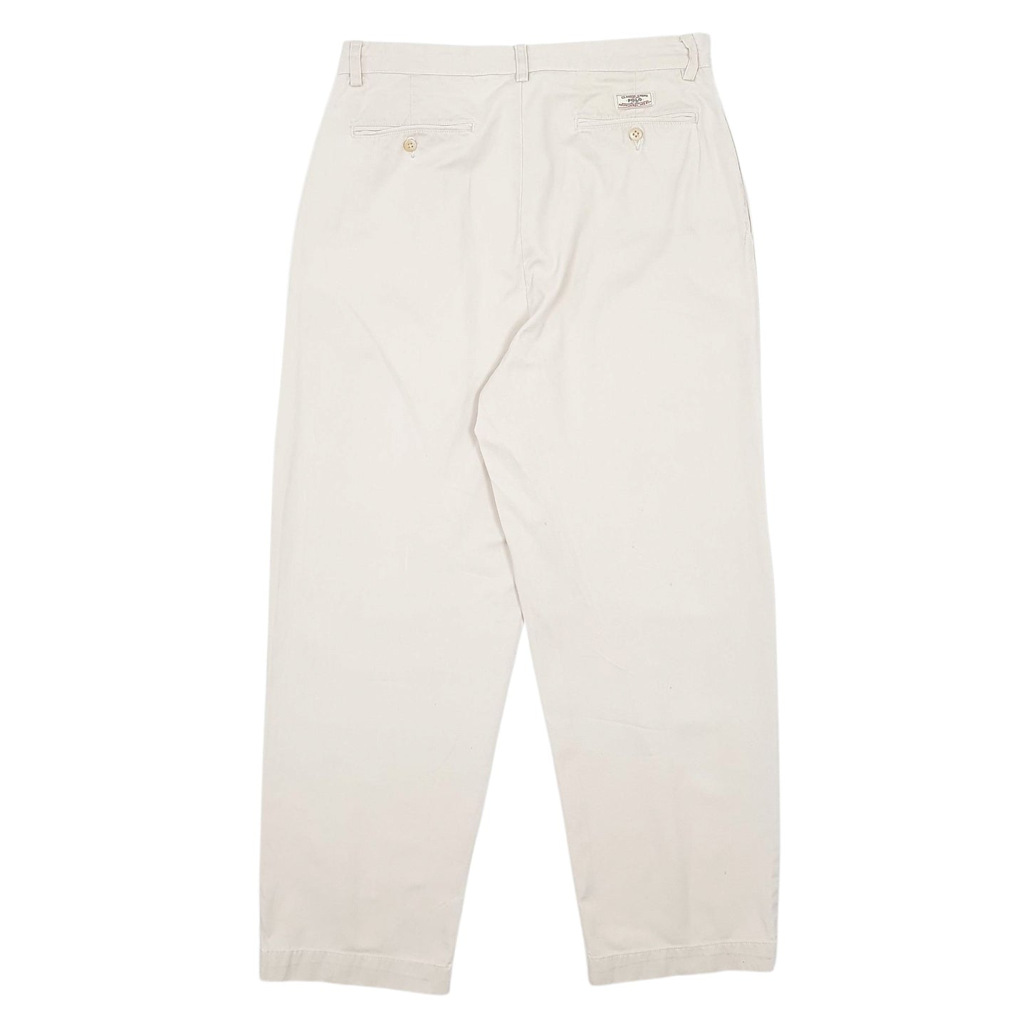 Mens Cream Polo Ralph Lauren Double Pleated Andrew Pant  Trousers