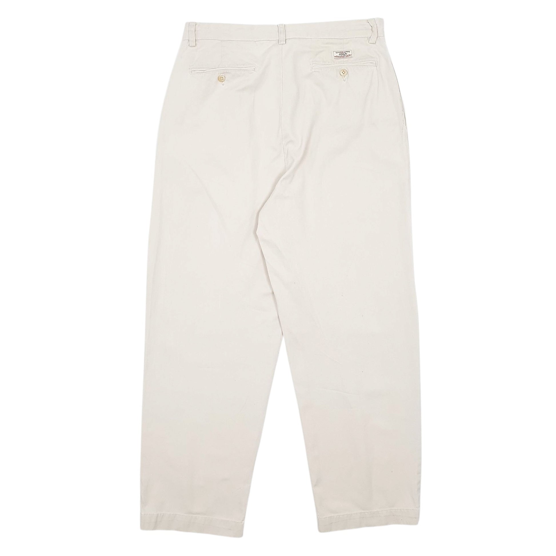 Mens Cream Polo Ralph Lauren Double Pleated Andrew Pant  Trousers