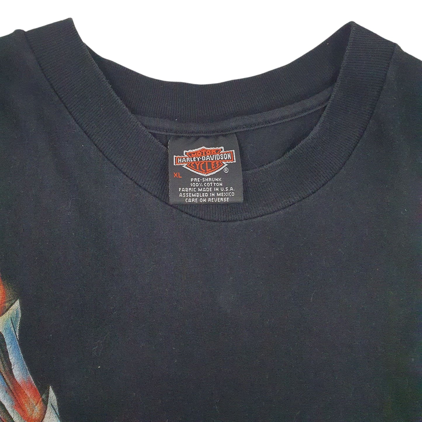 Mens Black Harley Davidson Vintage 90s Quarter Zip T Shirt