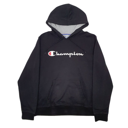 Mens Black Champion Spellout Hoodie Jumper