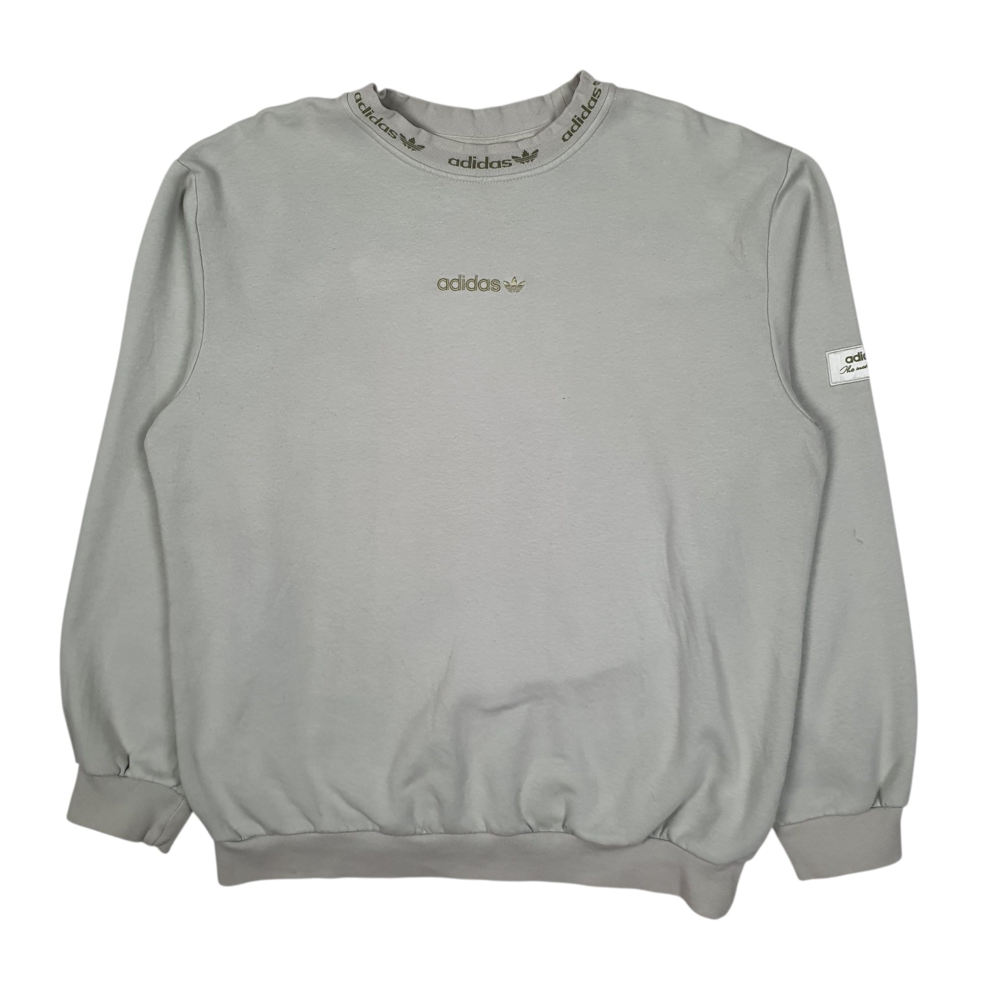 Mens Green Adidas Baggy Fit Crewneck Jumper