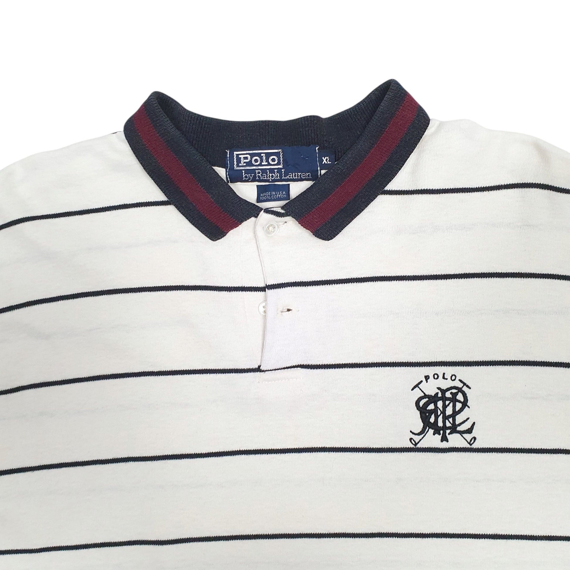 Mens Cream Polo Ralph Lauren Vintage 90s Made In USA  Polo Shirt