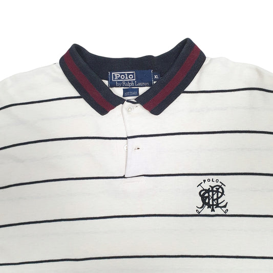 Mens Cream Polo Ralph Lauren Vintage 90s Made In USA  Polo Shirt