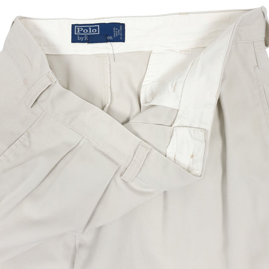 Mens Cream Polo Ralph Lauren Andrew Pant Vintage 90s Pleated  Trousers