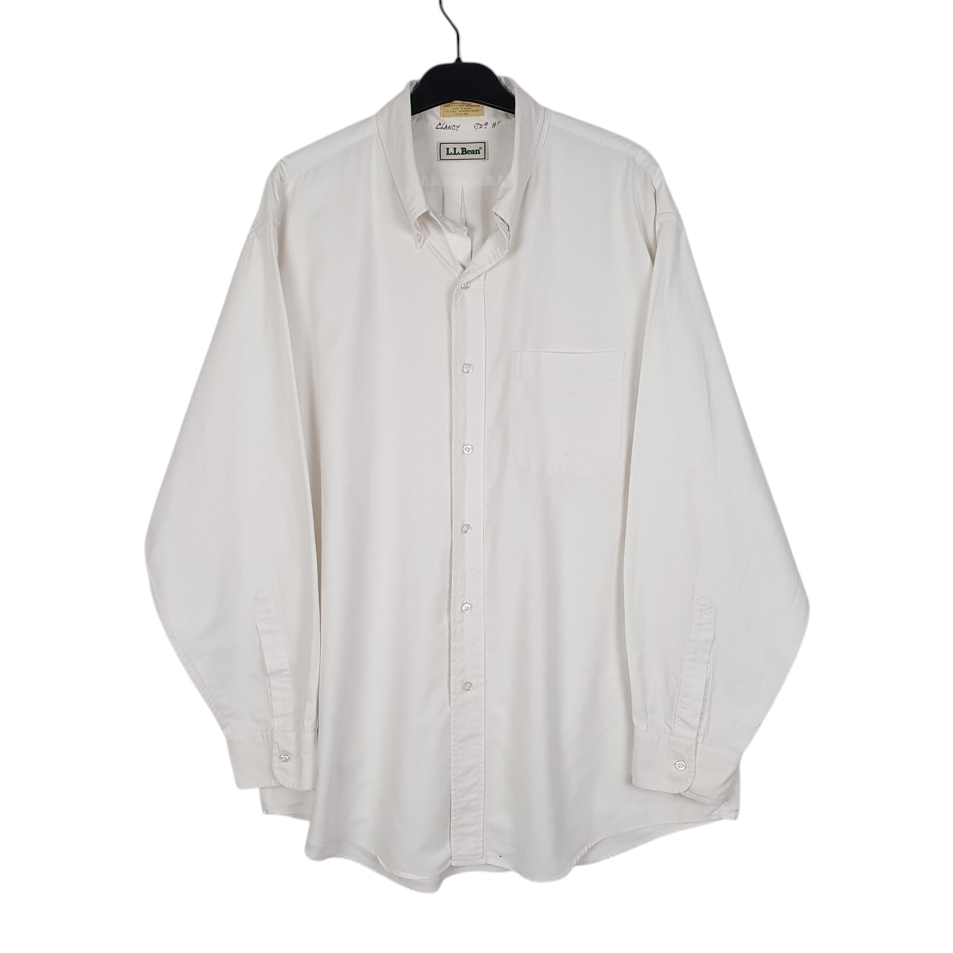 Mens White L.L.Bean Vintage 90s Made In USA Long Sleeve Shirt