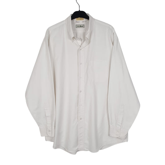 Mens White L.L.Bean Vintage 90s Made In USA Long Sleeve Shirt