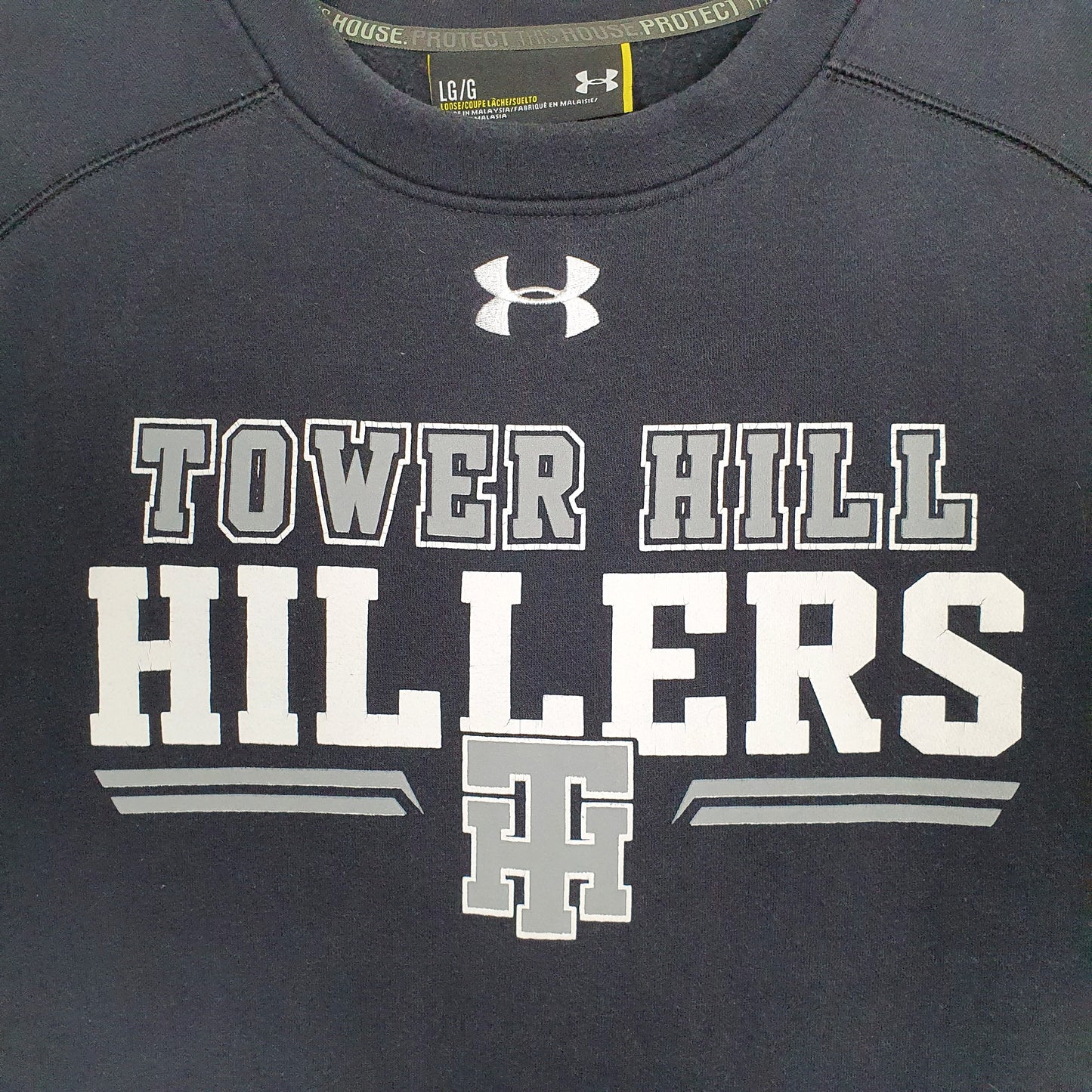 Mens Navy Underarmour One small hole on back Crewneck Jumper