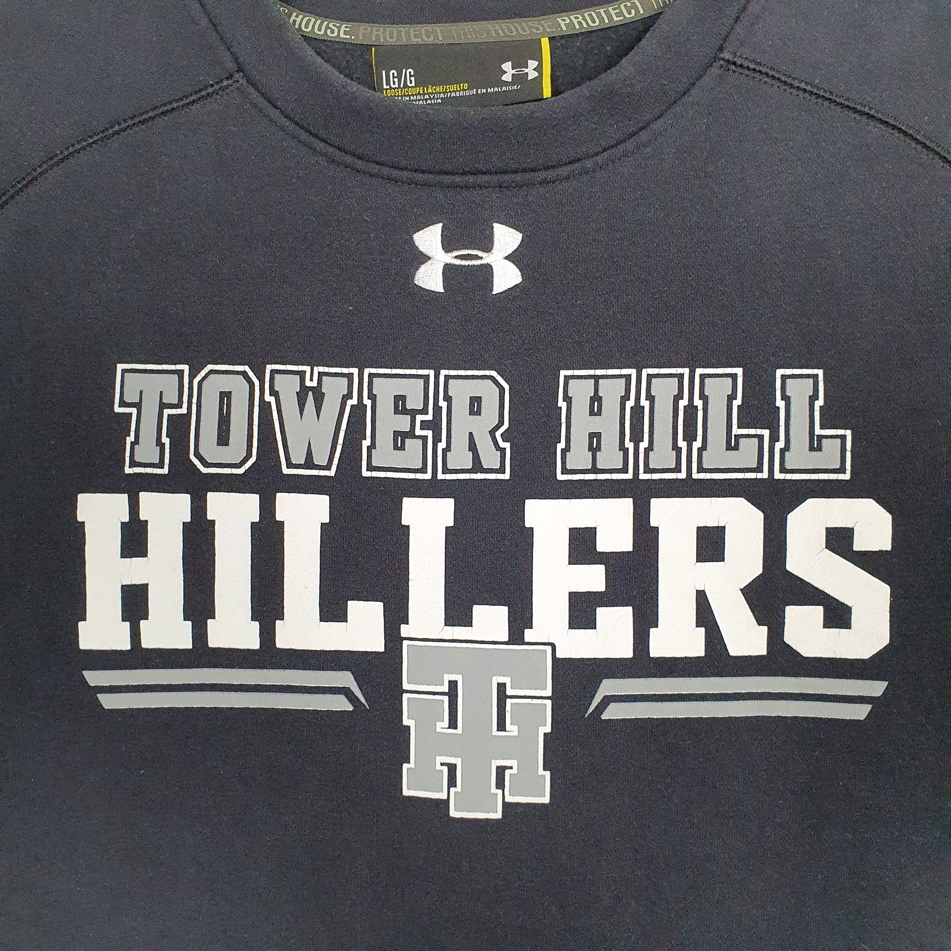 Mens Navy Underarmour One small hole on back Crewneck Jumper