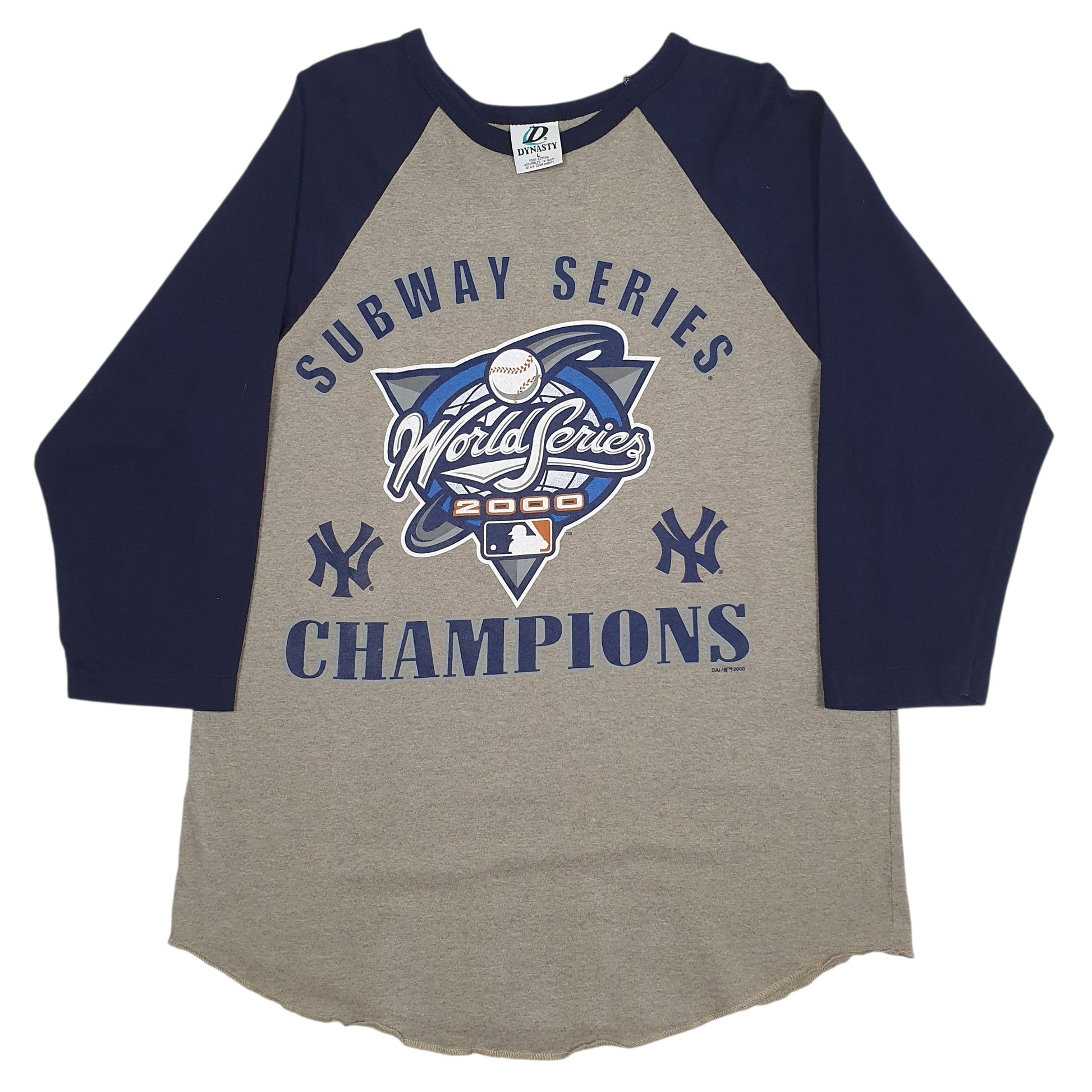 Mens Grey Dynasty Vintage 00s MLB New York Yankees Long Sleeve T Shirt