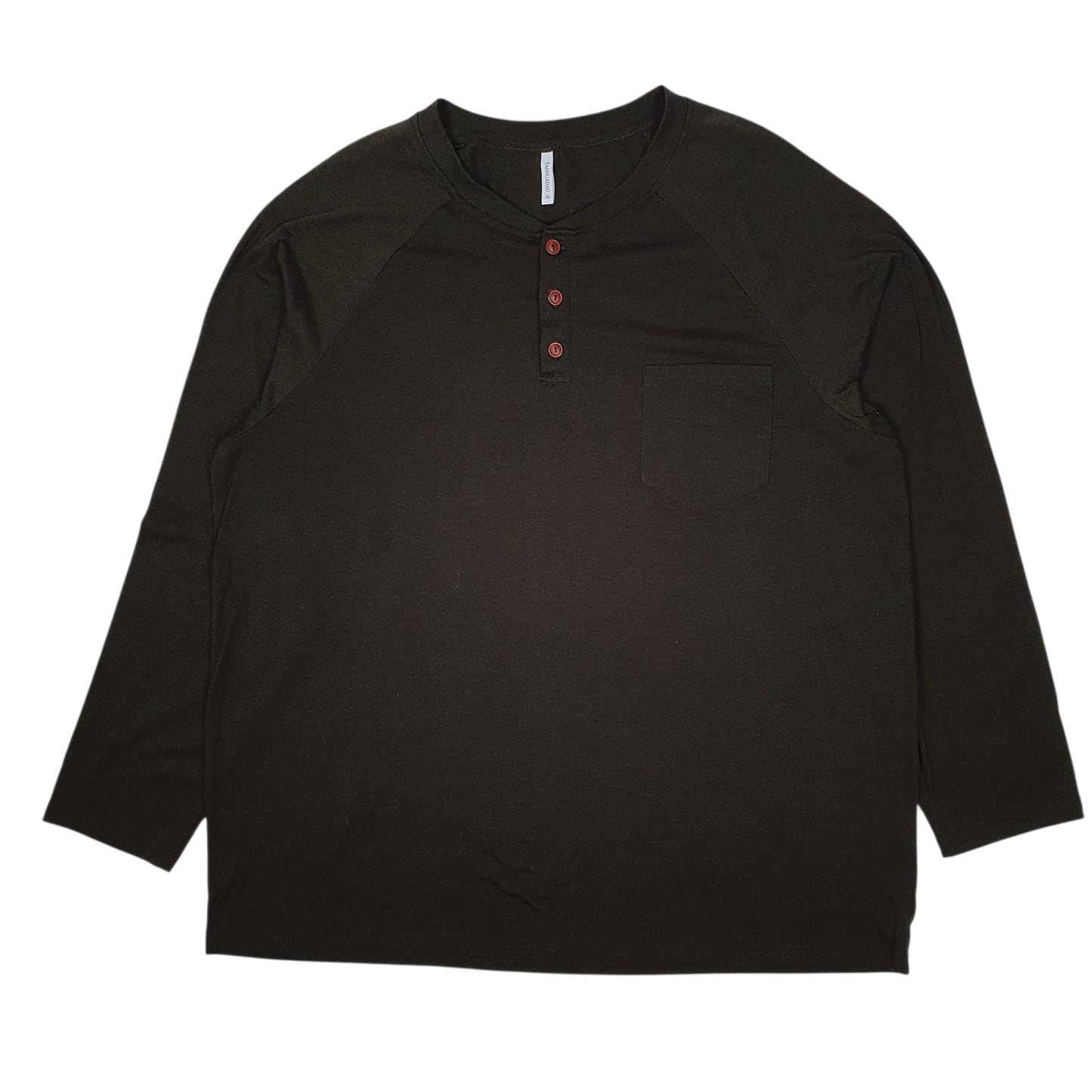Mens Green Taohuadao Henley Long Sleeve T Shirt