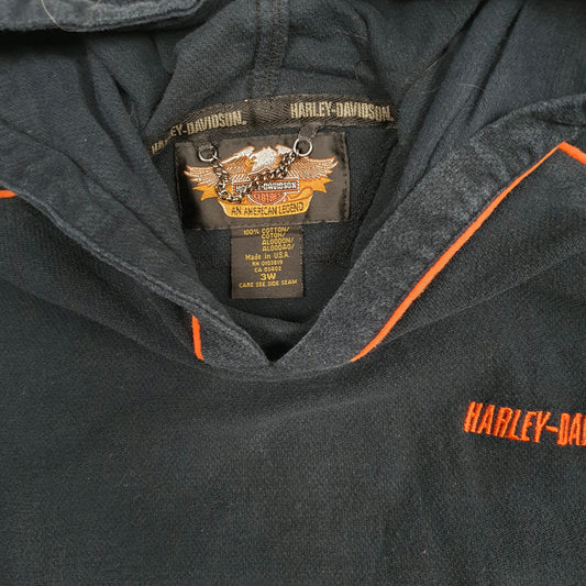 Womens Navy Harley Davidson Motorcycles Vintage 90s Made In USA Hoodie Jumper