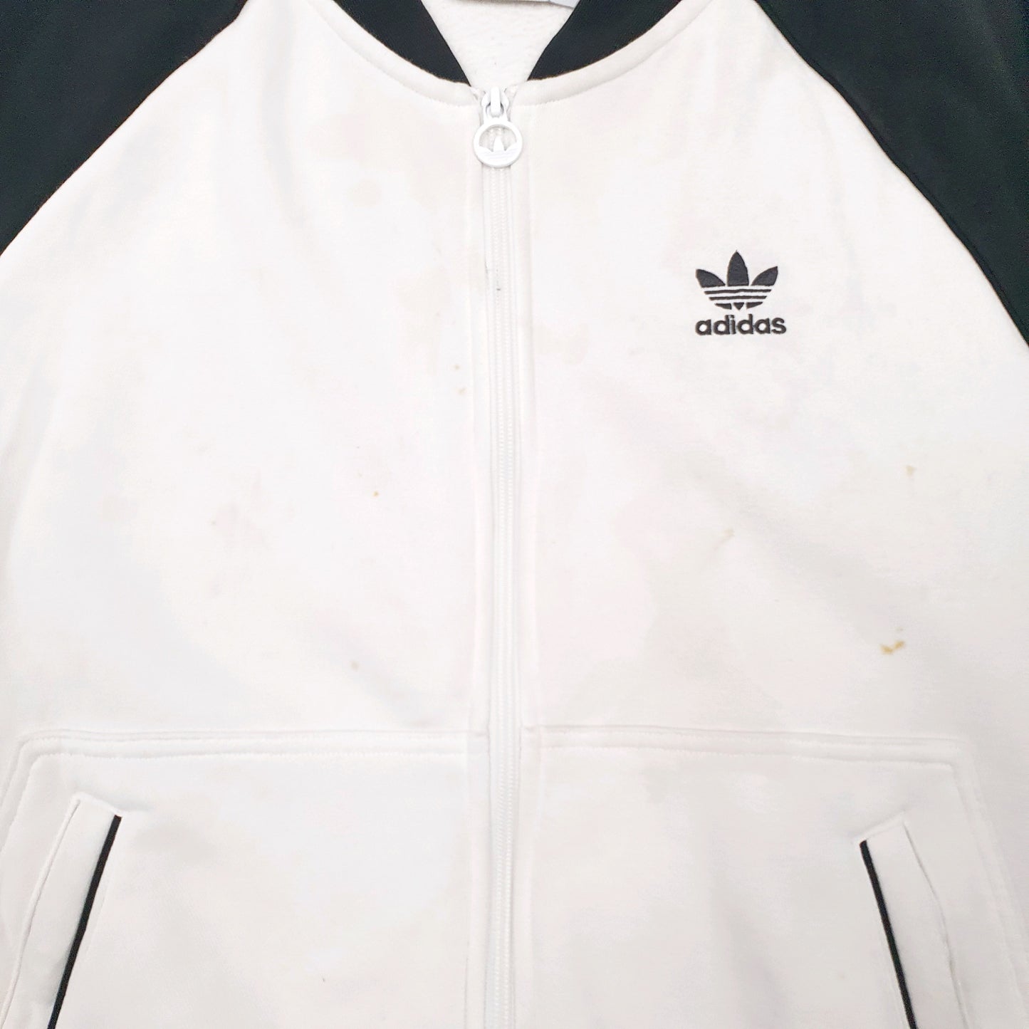 Mens White Adidas  Full Zip Jumper