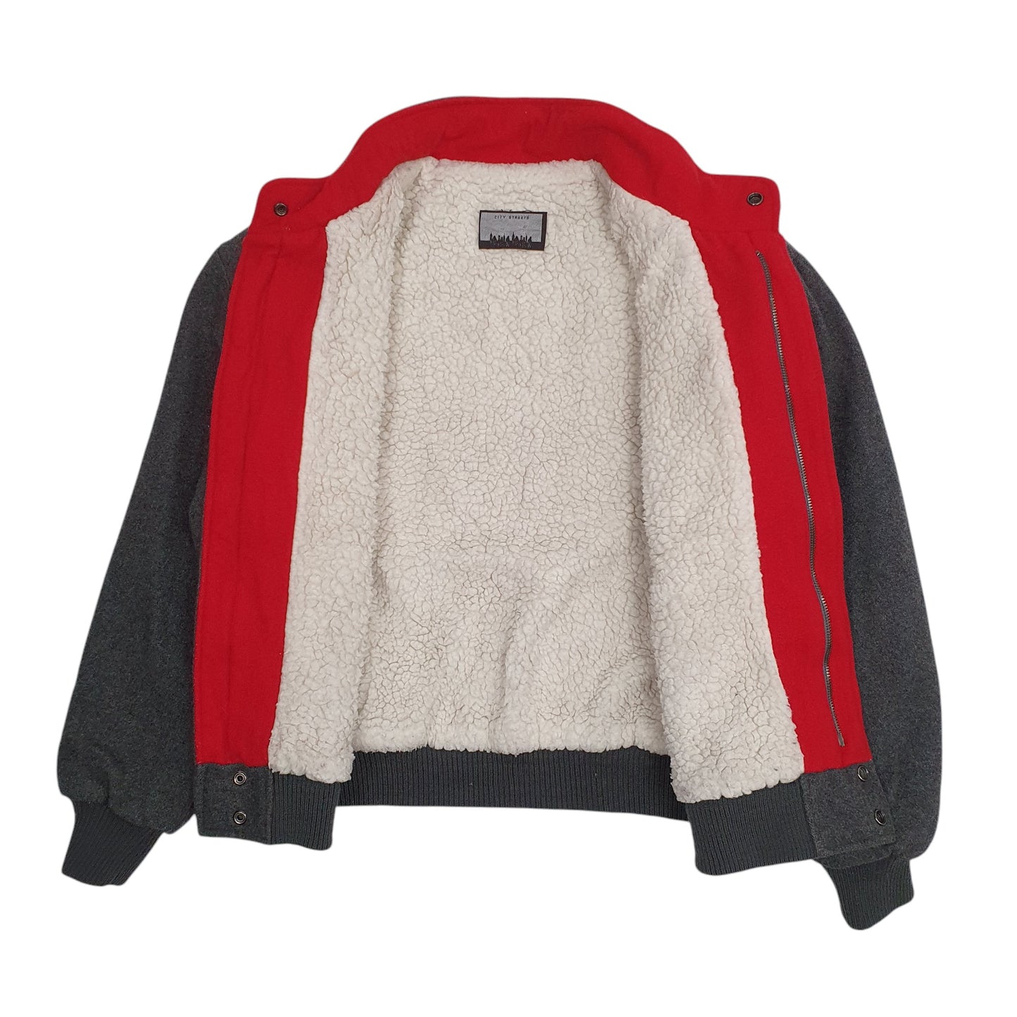 Mens Grey City Streets Bomber Sherpa Lined  Coat