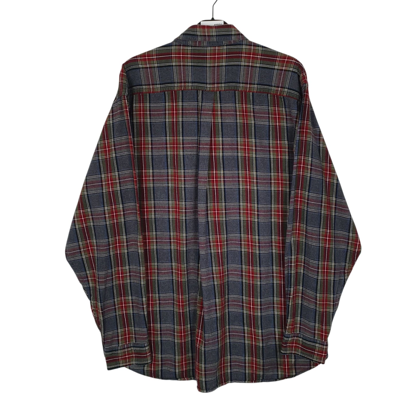 Mens Grey L.L.Bean Thick Flannel Plaid  Shirt