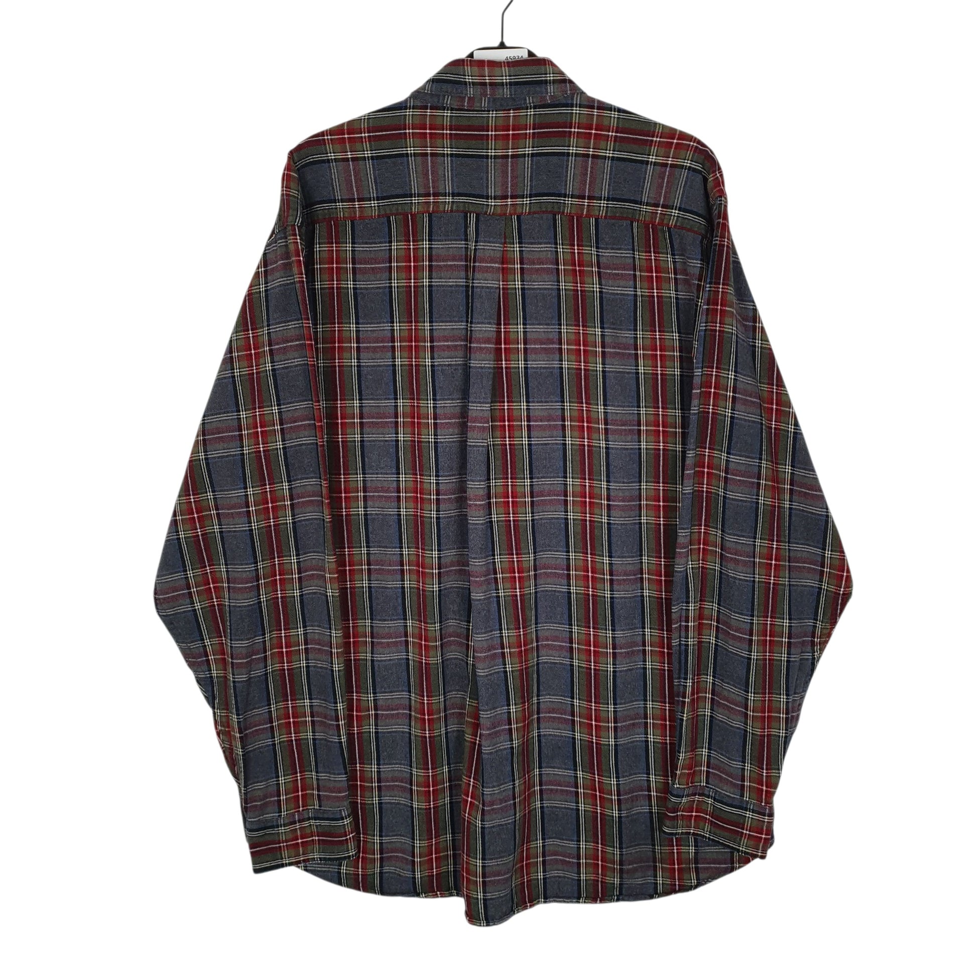 Mens Grey L.L.Bean Thick Flannel Plaid  Shirt