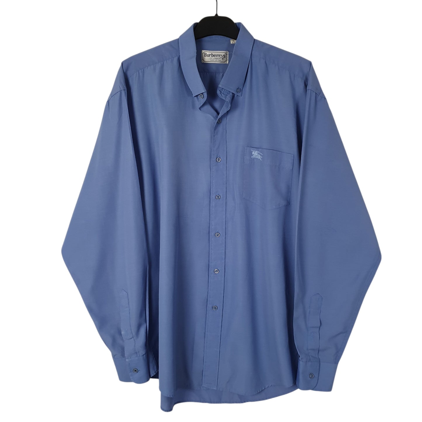 Mens Blue Burberry Vintage 90s Long Sleeve Shirt
