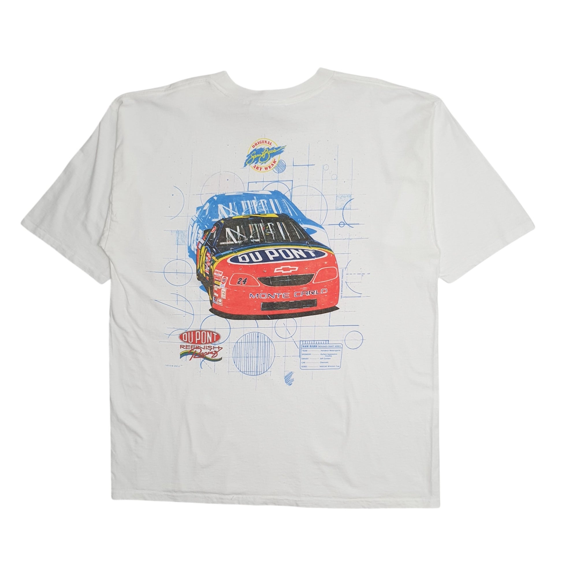 Mens White Speed Zone Single Stitch Vintage 90s Nascar Dupont  T Shirt