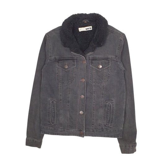 Womens Grey Topshop Sherpa Lined Crewneck Coat