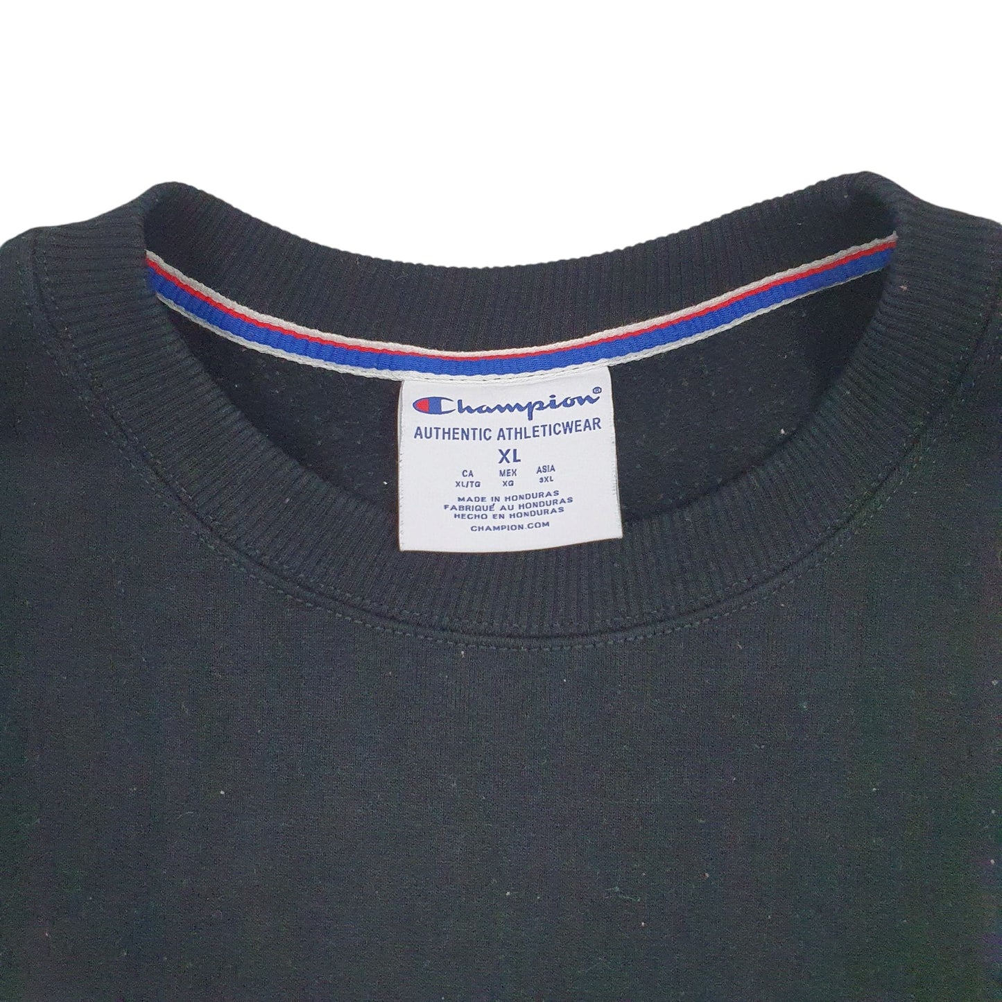 Mens Black Champion Spellout Crewneck Jumper